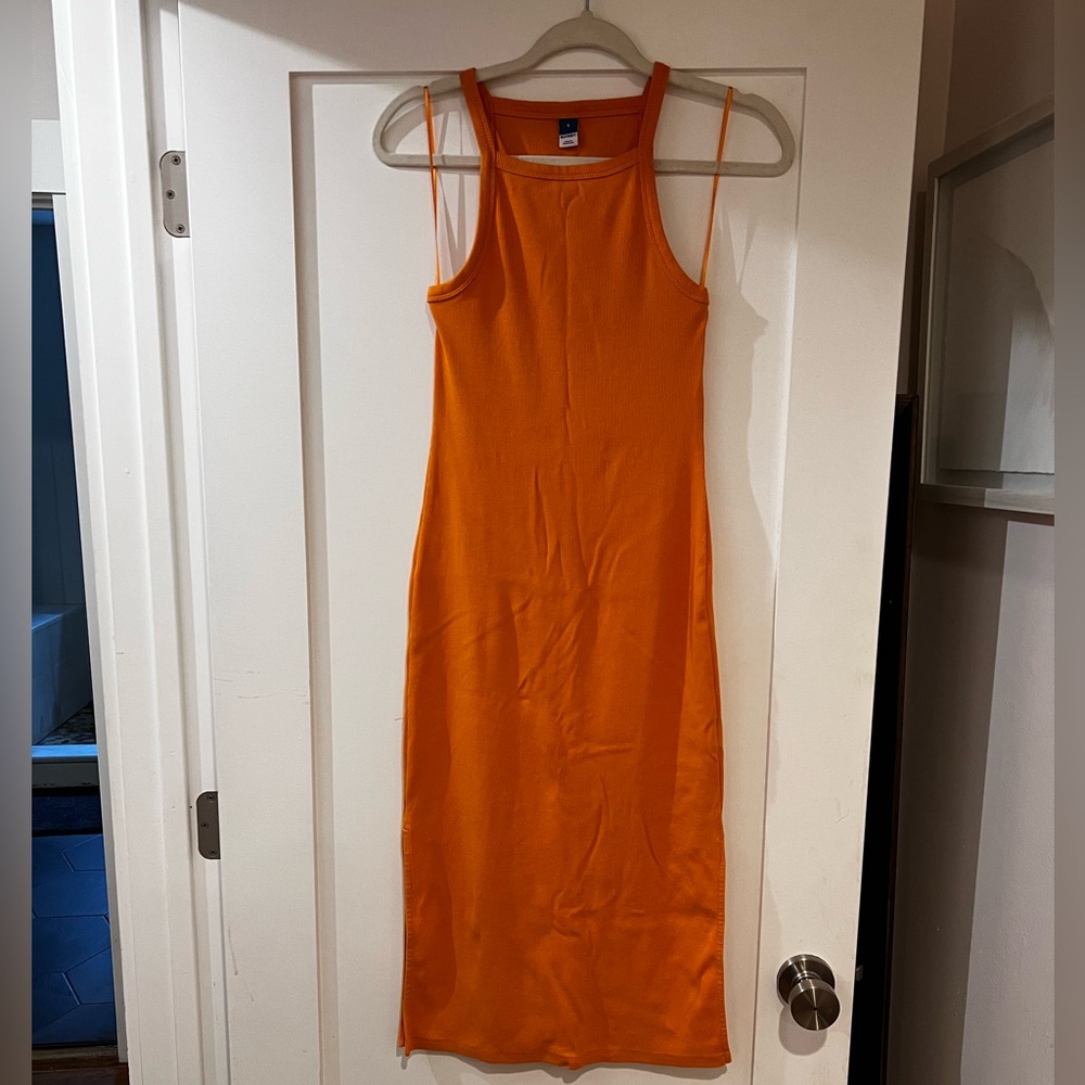 Old Navy Vibrant Orange Midi Dress